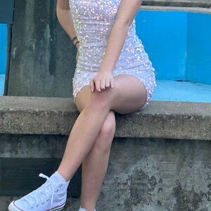 lucy in the sky white sparkly dress